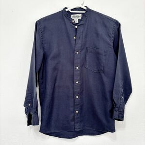 Mens Coastal Casual Linen Blend Button Up Medium Preppy Classic Minimalist